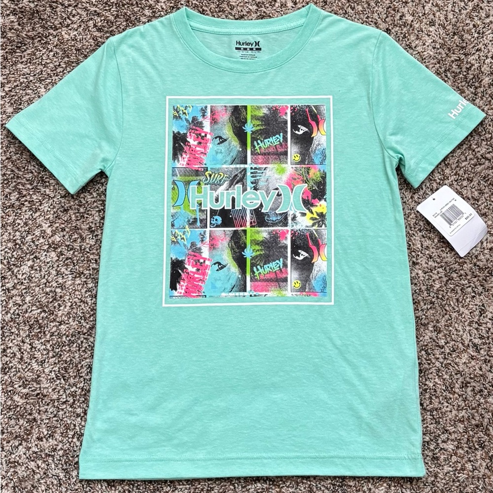 NWT Boys Mint Hurley Graphic Tshirt. Size M (10/12).